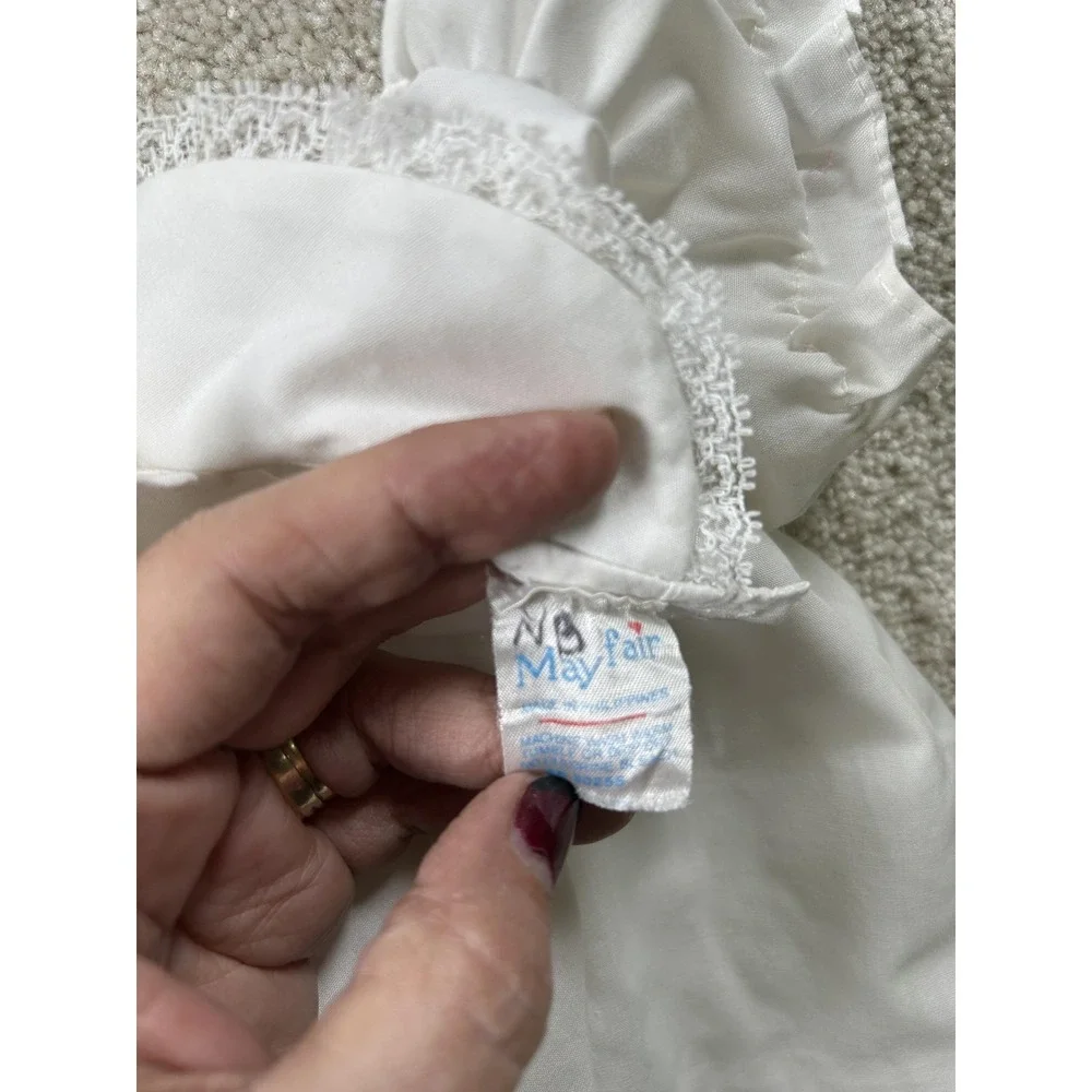 Vintage Mayfair Baby Outfit White‎ Lace Top Bloomer Set Puff Sleeve Infant Girls